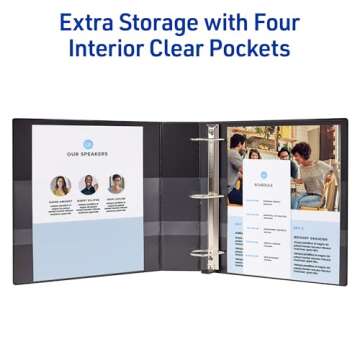 Avery Heavy-Duty View 3 Ring Binder, 2 Inch One Touch EZD Rings, 540-Sheet Capacity, 2.8 Inch Wide Spine, Customizable Clear Cover and Spine, 1 White Binder (79192)