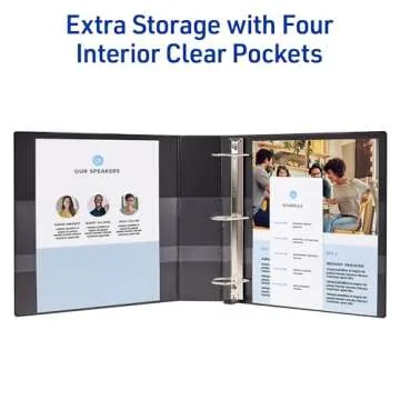 Avery Heavy-Duty View 3 Ring Binder, 2 Inch One Touch EZD Rings, 540-Sheet Capacity, 2.8 Inch Wide Spine, Customizable Clear Cover and Spine, 1 White Binder (79192)