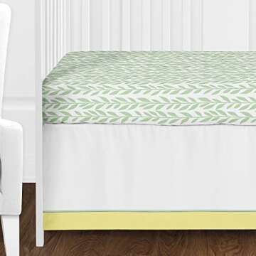 Sweet Jojo Designs Yellow, Green and White Sunflower Boho Floral Baby Girl Nursery Crib Bedding Set ...