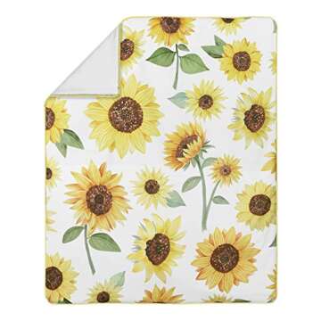 Sweet Jojo Designs Yellow, Green and White Sunflower Boho Floral Baby Girl Nursery Crib Bedding Set - 11 Pieces - Farmhouse Watercolor Flower