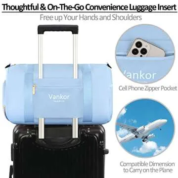 Gym Bag for Women with Shoe Compartment Waterproof, Sports Duffle Bag for Travel Duffel Weekender Carry on Beach Yoga Overnight Luggage Mommy Maternity Hospital Bag Blue 17.5 Inch