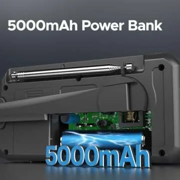 Crank Emergency Radio 5000mAh, Weather Radio, Solar Radios Battery Operated, NOAA/AM/FM Weather Alert Radios with Power Bank Phone Charger, SOS Alarm, Flashlight & Reading Lamp Indoor Outdoor