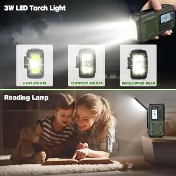 Crank Emergency Radio 5000mAh, Weather Radio, Solar Radios Battery Operated, NOAA/AM/FM Weather Alert Radios with Power Bank Phone Charger, SOS Alarm, Flashlight & Reading Lamp Indoor Outdoor