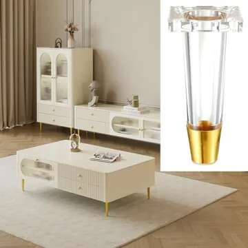 Susenya Kitchen Cabinet Feet, 4.72" Modern Table Legs,Acrylic Legs for Furniture,Clear Gold End Cabinet Support Legs,with Screws,Legs for Furniture,Set of 4