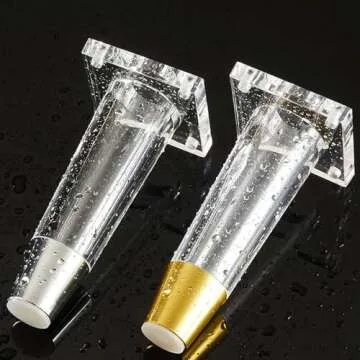 Susenya Kitchen Cabinet Feet, 4.72" Modern Table Legs,Acrylic Legs for Furniture,Clear Gold End Cabinet Support Legs,with Screws,Legs for Furniture,Set of 4