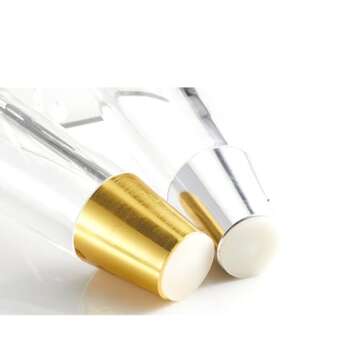 Susenya Kitchen Cabinet Feet, 4.72" Modern Table Legs,Acrylic Legs for Furniture,Clear Gold End Cabinet Support Legs,with Screws,Legs for Furniture,Set of 4