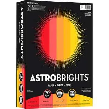 Astrobrights Color Paper, 8.5" x 11", 24 lb/89 gsm, Warm" 5-Color Assortment, 500 Sheets (20272)