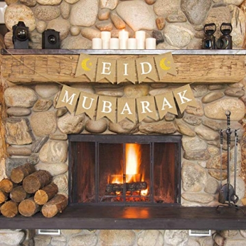 Jute Burlap Eid Mubarak Banner for Ramadan Decorations