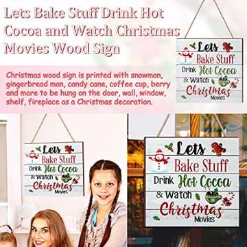 Blulu Christmas Hanging Wooden Sign Christmas Coffee Wall Decor Wood Ornament Xmas Candy Hanging Door Sign for Holiday Kitchen Home Coffee Party Decoration(null)