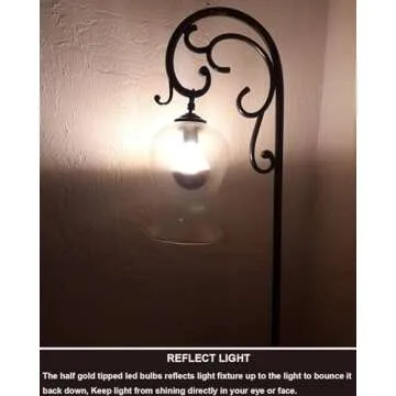 KarlunKoy Half Chrome Light Bulb,6W (60W Equivalent) Dimmable LED Edison Bulb,G80/G25 Globe Shape Decorative LED Bulbs,Half Gold Reflected Light 2700K Soft White E26 Base Pack of 4