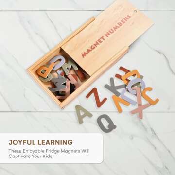 Alphabet Magnets for Fridge - Letter Magnets for Toddlers 1-3 - Large Magnetic Kids Toys to Stick on Refrigerator and Other Metallic Surface - Big and Colorful Letter Wood Magnets for Baby