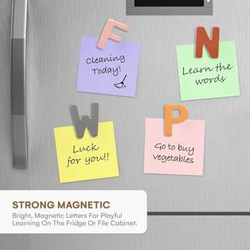 Alphabet Magnets for Fridge - Letter Magnets for Toddlers 1-3 - Large Magnetic Kids Toys to Stick on Refrigerator and Other Metallic Surface - Big and Colorful Letter Wood Magnets for Baby