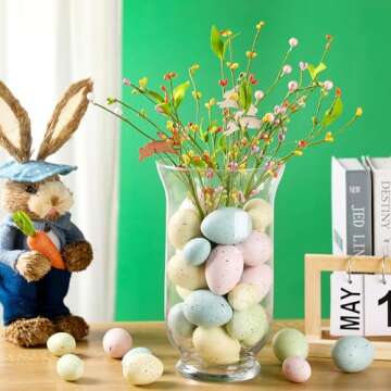 SiliFine 36 Pcs Easter Speckled Eggs Plastic Speckled Eggs Bowl and Vase Filler Faux Chicken Eggs for DIY Spring Displays and Easter Decorations (Cute Color)