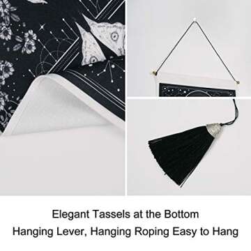 Lyacmy Pack of 2 Tapestry Sun and Moon Tapestry Moth Tapestries Black and White Tapestry Flower Vine Tapestry Wall Hanging for Room (13.8 x 19.7 inches)