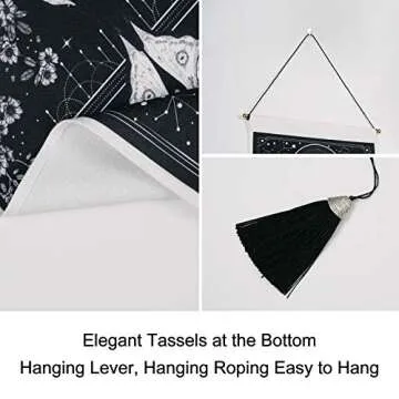 Lyacmy Pack of 2 Tapestry Sun and Moon Tapestry Moth Tapestries Black and White Tapestry Flower Vine Tapestry Wall Hanging for Room (13.8 x 19.7 inches)