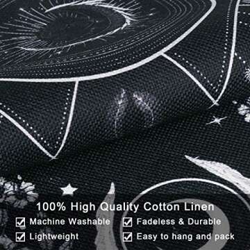 Lyacmy Pack of 2 Tapestry Sun and Moon Tapestry Moth Tapestries Black and White Tapestry Flower Vine Tapestry Wall Hanging for Room (13.8 x 19.7 inches)