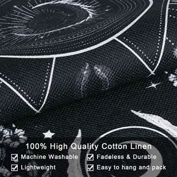 Lyacmy Pack of 2 Tapestry Sun and Moon Tapestry Moth Tapestries Black and White Tapestry Flower Vine Tapestry Wall Hanging for Room (13.8 x 19.7 inches)