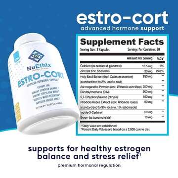 NuEthix Formulations Estro-Cort Anti-Estrogen Nutritional Support Dietary Supplement, 120 Capsules