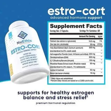NuEthix Formulations Estro-Cort Anti-Estrogen Nutritional Support Dietary Supplement, 120 Capsules