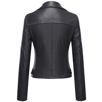 Tanming Womenâ€™s Short Faux Leather Moto Jacket