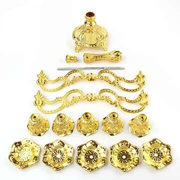 FANWNKI 5-Candle Metal Candelabra 10.3 Inch Tall Candlestick Candle Holders for Home Decor Wedding Christmas Church Halloween Party, Gold Tulip