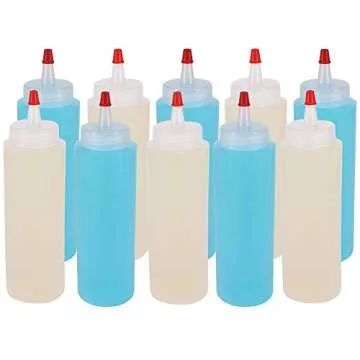 Belinlen 10 Pack 8-Ounce Plastic Squeeze Bottles with Red Tip Caps for Food, Crafts, Art, Multi Purpose