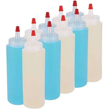 Belinlen 10 Pack 8-Ounce Plastic Squeeze Bottles with Red Tip Caps for Food, Crafts, Art, Multi Purpose