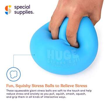 Special Supplies 2 Huge Giant Stress Balls for Kids Adults, Jumbo Size 2 Pack, Colorful and Squishy ...