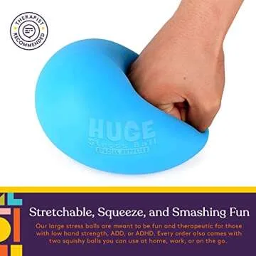 Special Supplies 2 Huge Giant Stress Balls for Kids Adults, Jumbo Size 2 Pack, Colorful and Squishy Sensory Toys with Soft, Squeezable Fill, Low Dexterity and Anxiety Therapy