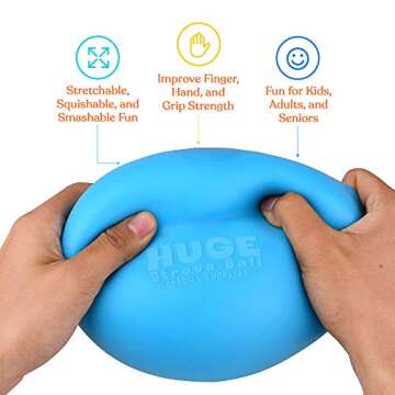 Special Supplies 2 Huge Giant Stress Balls for Kids Adults, Jumbo Size 2 Pack, Colorful and Squishy Sensory Toys with Soft, Squeezable Fill, Low Dexterity and Anxiety Therapy