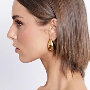 Gold Teardrop Earrings for Women Lightweight Statement Jewelry