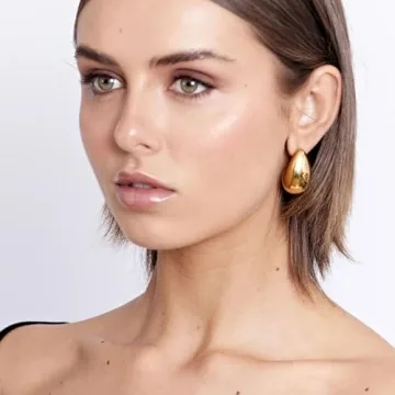 Gold Teardrop Earrings for Women Lightweight Statement Jewelry