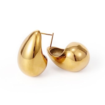 Gold Teardrop Earrings for Women Lightweight Statement Jewelry