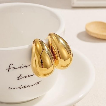 Gold Teardrop Earrings for Women Lightweight Statement Jewelry
