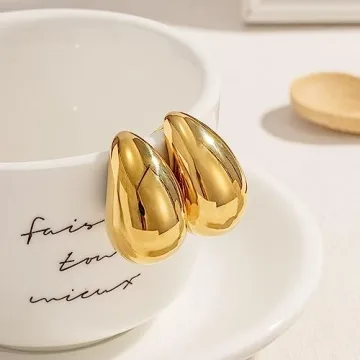 Gold Teardrop Earrings for Women Lightweight Statement Jewelry