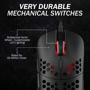 HK Gaming Mira M Ultra Lightweight RGB Gaming Mouse | Honeycomb Shell | 63 Grams | max 12000 cpi | U...