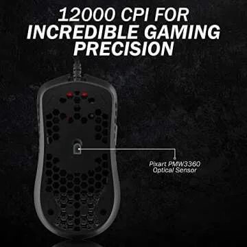 HK Gaming Mira M Ultra Lightweight RGB Gaming Mouse | Honeycomb Shell | 63 Grams | max 12000 cpi | USB Wired | 6 programmable Buttons | On-Board Memory | Anti Slip Grips | Mira-M Black