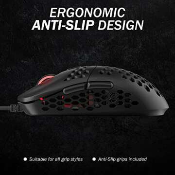 HK Gaming Mira M Ultra Lightweight RGB Gaming Mouse | Honeycomb Shell | 63 Grams | max 12000 cpi | USB Wired | 6 programmable Buttons | On-Board Memory | Anti Slip Grips | Mira-M Black
