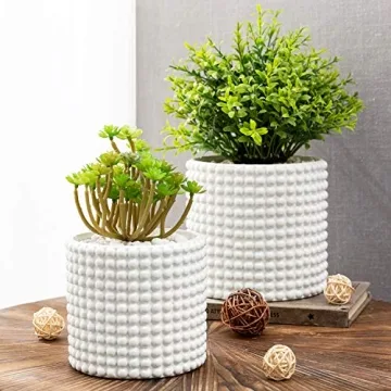 MyGift Vintage-Style Ceramic Planter Pot Set for Home Decor