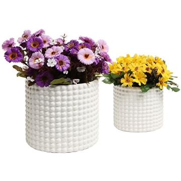 MyGift Vintage-Style Ceramic Planter Pot Set for Home Decor