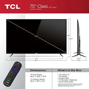 TCL 75-inch Class 4-Series 4K UHD HDR Smart Roku TV – 75S435, 2021 Model