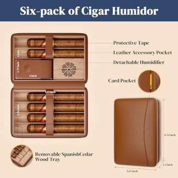 Puffaland Luxury Cigar Humidor with Lighter & Cutter - Cedar Wood Elegance