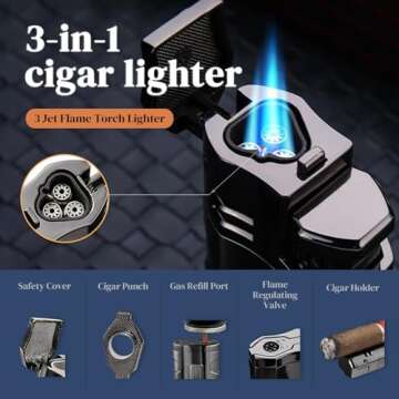 Puffaland Cigar Humidor with Lighter and Cutter - Travel Kit