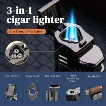 Puffaland Cigar Humidor with Lighter and Cutter - Travel Kit