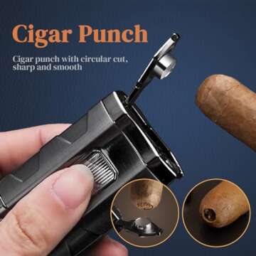 Puffaland Cigar Humidor with Lighter and Cutter - Travel Kit