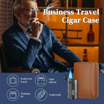 Puffaland Cigar Humidor with Lighter and Cutter - Travel Kit