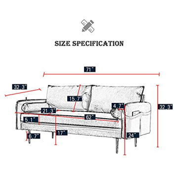 SLEERWAY Velvet Couch with Pillows for Living Room Style