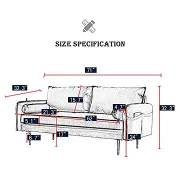 SLEERWAY Velvet Couch with Pillows for Living Room Style