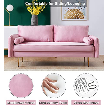 SLEERWAY Velvet Couch with Pillows for Living Room Style