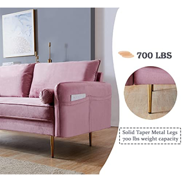 SLEERWAY Velvet Couch with Pillows for Living Room Style